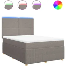 vidaXL Boxspringbett mit Matratze Taupe 140x200 cm Stoff