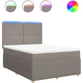 vidaXL Boxspringbett mit Matratze Taupe 140x200 cm Stoff