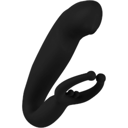 Analvibrator mit Penisring, 13 cm, schwarz