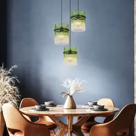 GLOBO Pendelleuchte Hängelampe Deckenleuchte Esszimmerleuchte Gas 3-Flammig Grün