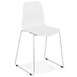 Moderner Küchenstuhl mit Kunststoffsitz Weiß | Designer Kufenstuhl EXPO mit Metallgestell | Elegant Minimalistisch | Kadima Design
