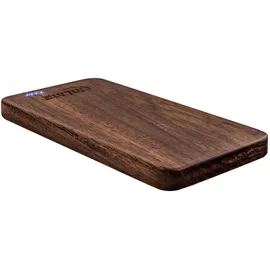 InLine woodplate, USB Powerbank 5.000mAh, mit LED Status Anzeige, Echtholz, Walnuss, 2.1A Ausgabe