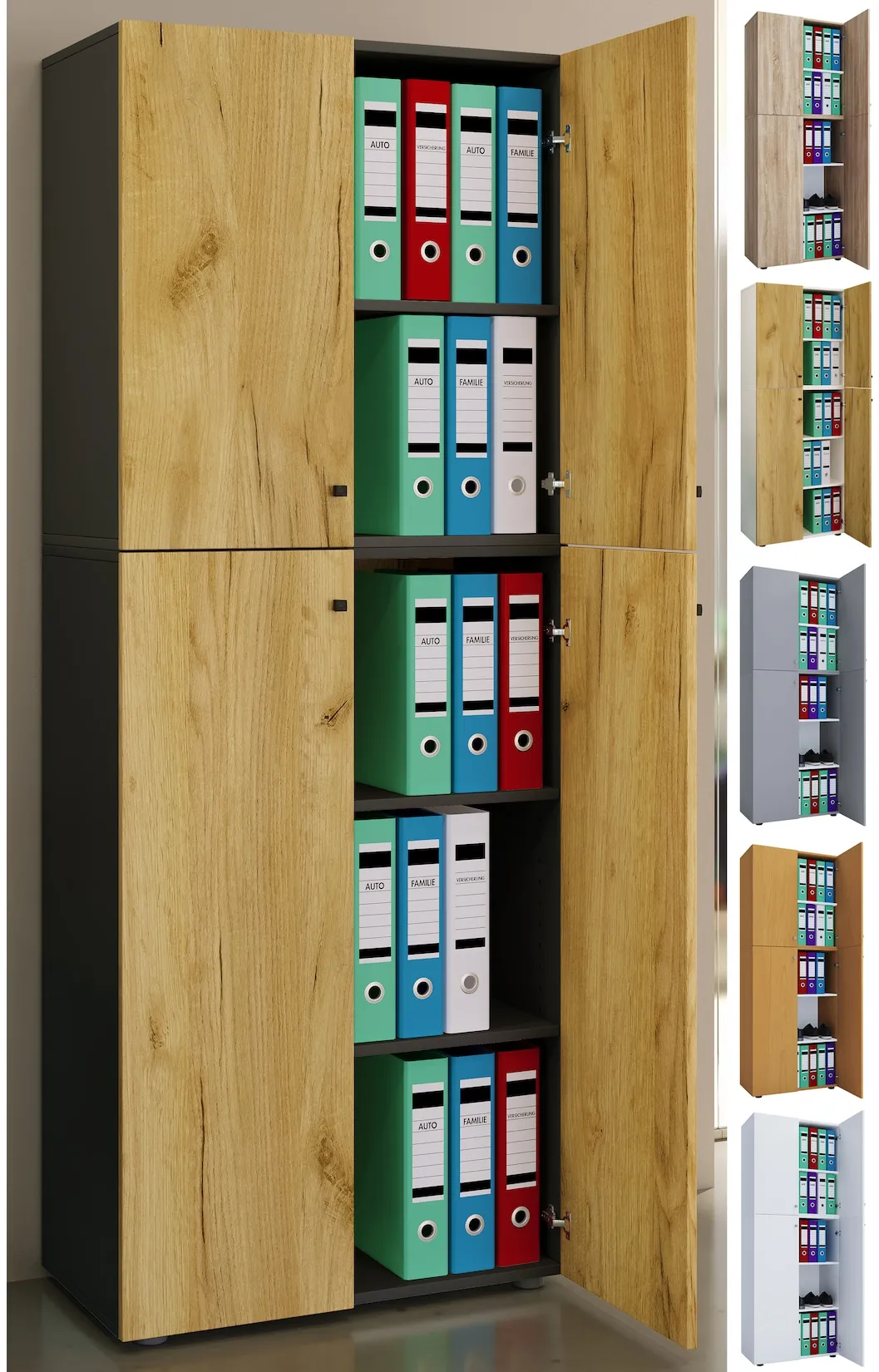 VCM Aktenschrank mit Drehtüren Lona 5 Fächer