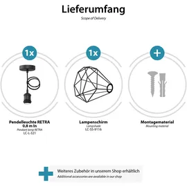 ledscom.de RETRA 1-flg. E27 30 cm Käfig schwarz
