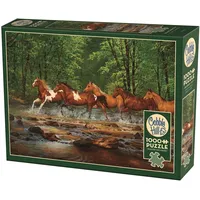 Cobble Hill 3840322 Wildpferde im Fluss, 1000 Teile Puzzle, inkl. Puzzleposter, für Erwachsene und Kinder ab 12 Jahren, Pferdepuzzle, Natur