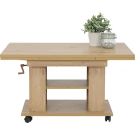 HELA Tische Couchtisch mit Funktion Jakob-Nachbildung Artisan Eiche-auf Rollen-höhenverstellbar 51-61cm, ausziehbar 90-142cm, - Hellbraun