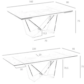 ac angel cerda Angel Cerdá Ausziehbarer Esstisch aus Glas 1027C