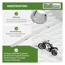 Baumarktplus TRUTZHOLM 2 x Alu Auffahrrampe klappbar 307 cm extra lang 900 kg geriffelt Motorradrampen