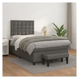 vidaXL Boxspringbett mit Matratze Grau 120x200 cm Kunstleder
