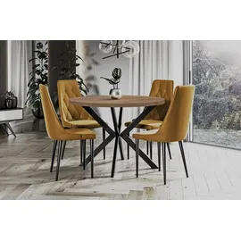 dekori.interiors ENDIK Ø 110/160 cm Eiche Wotan/schwarz