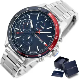 Tommy Hilfiger Bank 1791718 Herrenuhr - Silber/Blau