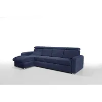 Sonstige Verlage Robin Bristol Ecksofa mit Schlaffunktion Bettkasten Verstellbare Kopfstützen Sofa L-Form Schlafsofa Freistehende Eckcouch Schlafcouch Wohnzimmerm... - Blau