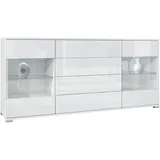 Vladon Bari V2 166,5 x 75,5 x 35 cm Weiß matt/Weiß Hochglanz