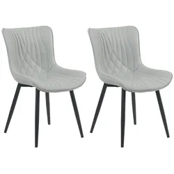 DELUKE® 2er Set Stühle KELCE Kunstleder - 80,5x50x62cm, grau, Kunstleder Metall Gestell Stühle EsszimmerstühleEsstisch Stühle Küchenstuhl