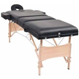 vidaXL Massageliege Massagetisch, schwarz, 3x klappbar, tragbar, mobil, Holz