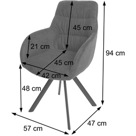 Mendler Esszimmerstuhl HWC-J69, Küchenstuhl Stuhl mit Armlehne, drehbar Auto-Position, Samt anthrazit