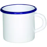 Krüger Becher, weiß mit blauem rand, 8 x 8 x 8,5 cm