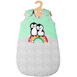 Heless 1194 - Schlafsack Pinguin Pünktchen Design, mit Pinguin-Aufdruck und Klettverschluss, kuschelweich, Größe 28 - 35 cm