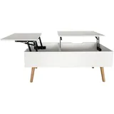 home collective Couchtisch weiß Holzwerkstoff, Rechteckig, 100x41.5x50 cm Wohnzimmer, Wohnzimmertische, Couchtische