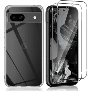 Hülle + 2X Schutzglas für Google Pixel 8A Panzerfolie Full Screen Case Slim 9H
