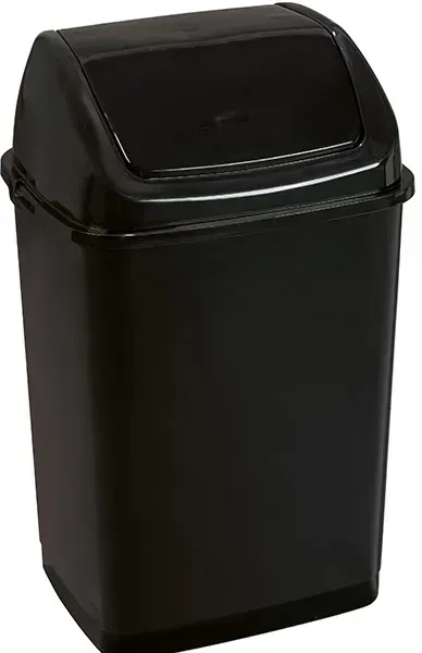 Mülleimer RIF BASIC Abfalleimer quadratisch schwarz 35 L Mülleimer aus Kunststoff, mit Deckel
