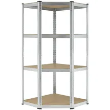 Juskys Eckregal Metall 160 x 75 x 40-75 cm Silber