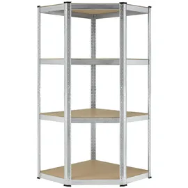 Juskys Eckregal Metall 160 x 75 x 40-75 cm Silber