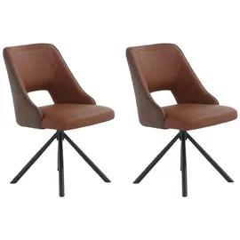 Jockenhöfer Drehstuhl Milo Leder braun 2er Set