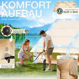 eloneo aufblasbares Zelt 4-8 Personen Beige