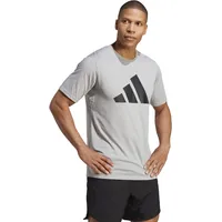 adidas Train Essentials Feelready Logo Training Tee, Medium Grey Heather/Black, M