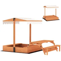 aiyaplay Sandkasten mit Dach 184 x 110 x 120 cm braun