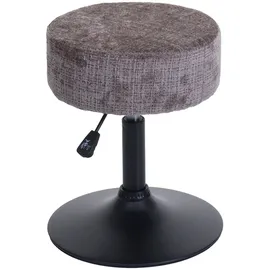 Mendler 2er-Set Hocker HWC-C22, Sitzhocker, höhenverstellbar drehbar Ø 37cm Stoff Chenille (465g/m2) FSC® ~ braun
