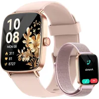 Smartwatch Damen mit Telefonfunktion,1.85" HD Uhren Damen mit Herzfrequenz Schlafmonitor SpO2 Schrittzähler,110+Sportmodi Fitnessuhr,IP68 Wasserdi... - Rosa