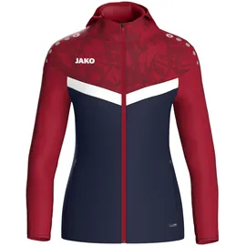 Jako Damen Kapuzenjacke Iconic marine/chili rot 42