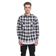 URBAN CLASSICS Flanellhemd Schwarz/Weiß L