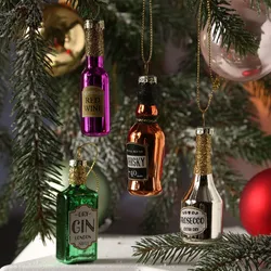 Weihnachtsbaumschmuck ALKOHOLMIX - Glas - Prosecco - Gin - Whisky - Rotwein - in...