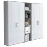 moebel-dich-auf Aktenschrank OFFICE EDITION (Set 10, Büroschrank abschließbar mit Metallgriffen) Made in Germany grau|silberfarben