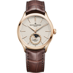 Baume & Mercier Clifton Baumatic 39mm Mondphase M0A10736 - cremefarbenes Zifferblatt,braun,rotbraun - 39mm
