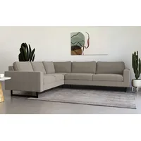 Ecksofa PLACES OF STYLE "Pinto, 250/290 cm, langer Schenkel, XXL, Ottomane" Sofas Gr. B/H/T: 290cm x 85cm x 250cm, Feincord, langer Schenkel links, grau (hellgrau) Cord, Feincord, Luxus-Microfaser Leder und Chenille