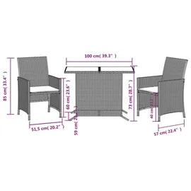 vidaXL Bistro-Set 3-tlg. Schwarz
