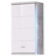 Stella Trading Badezimmer Hängeschrank in Beton Optik, Weiß - Moderner Badezimmerschrank Bad Schrank mit viel Stauraum - 38 x 71 x 23 cm (B/H/T)
