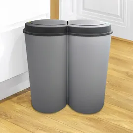 Spetebo Abfalleimer 2x25 Liter Duo Bin - Farbe: grau mit praktischem Klappverschluss Mülltrenner