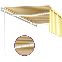 vidaXL Markise Automatisch mit Rollo LED Windsensor 4x3m Gelb Weiß