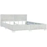 furnicato Bett Grau Natur Rattan 180x200 cm