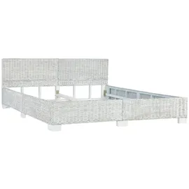 furnicato Bett Grau Natur Rattan 180x200 cm