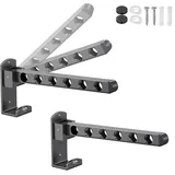 MINZHI 2 Stück Kleiderhaken Klappbar,6 Löcher, Schwarz,Wand Kleiderständer,Kleiderstange Wandmontage,Klapphaken,mit Befestigungsschrauben, Geeignet Für Badezimmer, Schlafsäle Und Balkone (Schwarz)