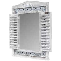 levandeo Wandspiegel Spiegel Fenster H73cm Holz Grau Shabby Chic Vintage Wanddeko Deko Flurspiegel Holzspiegel