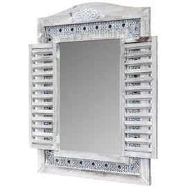 levandeo Wandspiegel Spiegel Fenster H73cm Holz Grau Shabby Chic Vintage Wanddeko Deko Flurspiegel Holzspiegel