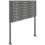 AL Briefkastensysteme Briefkasten Premium (BxH): 122.9 x 170cm, Anzahl Schlitze: 21 Fach Stand Anlage in RAL 9007 Aluminium grau