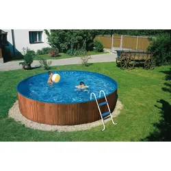 myPOOL Poolset Splash mit Kartuschen Filteranlage - Holzoptik Ø 3,00 x 0,90 m - Gr. 1